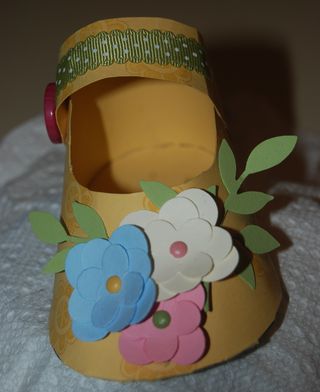 Completed So Saffron Baby Shoe